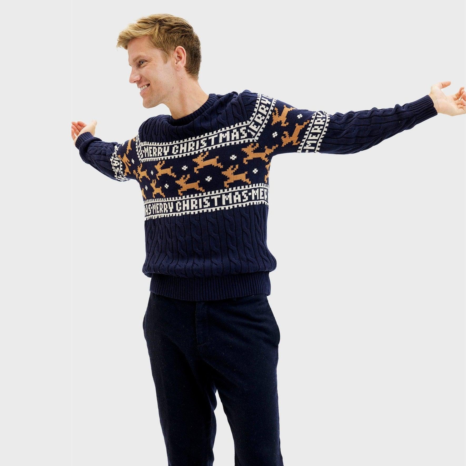 The Elegant Blue Christmas Sweater β Men